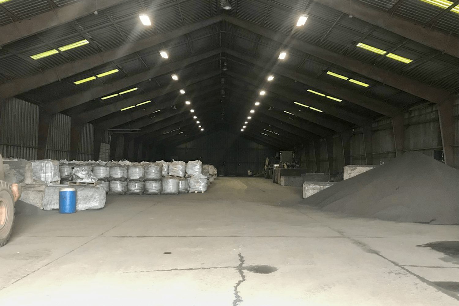 warehouse interior with concrete floor