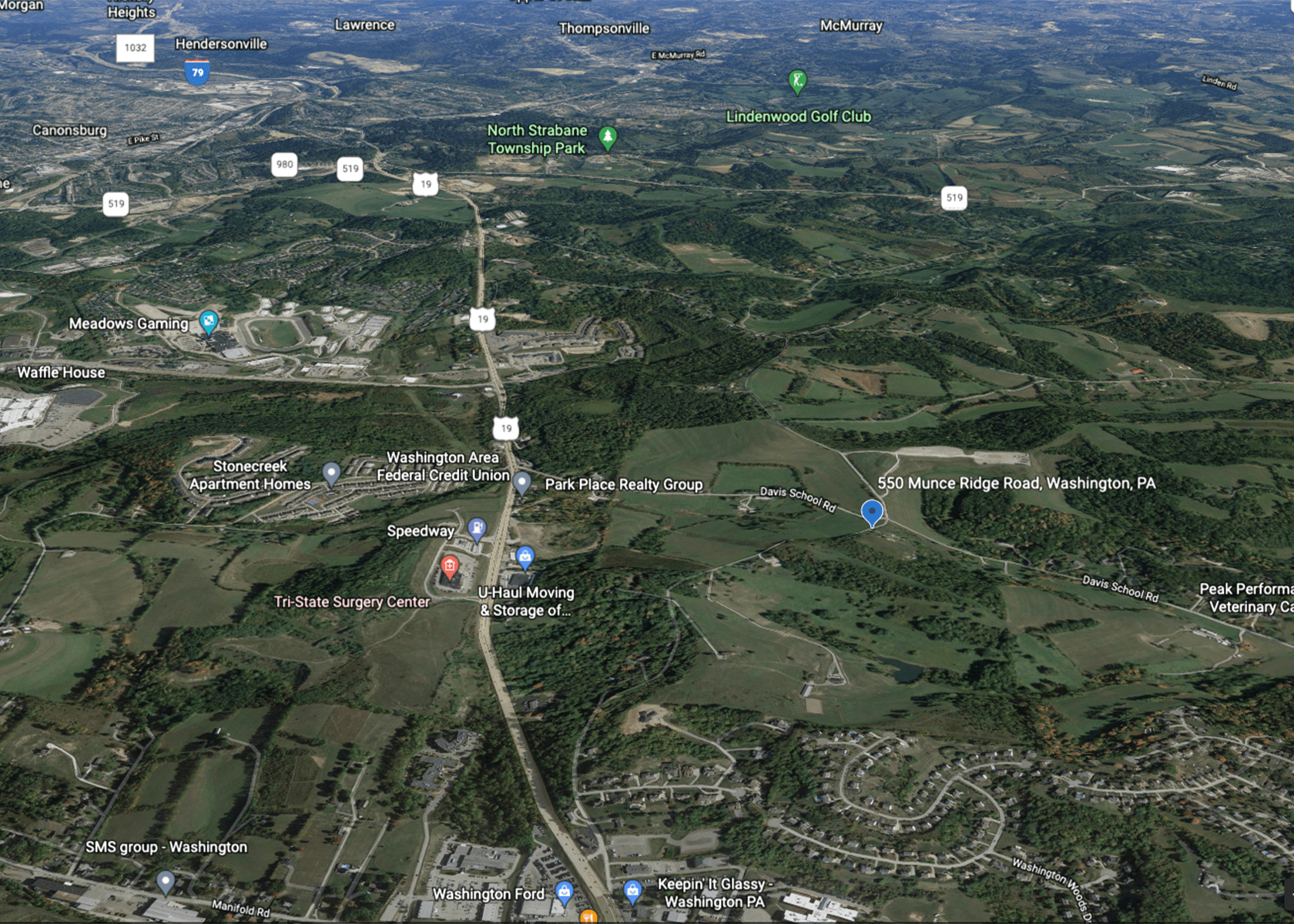 google map screenshot of 550 Munce Ridge Road