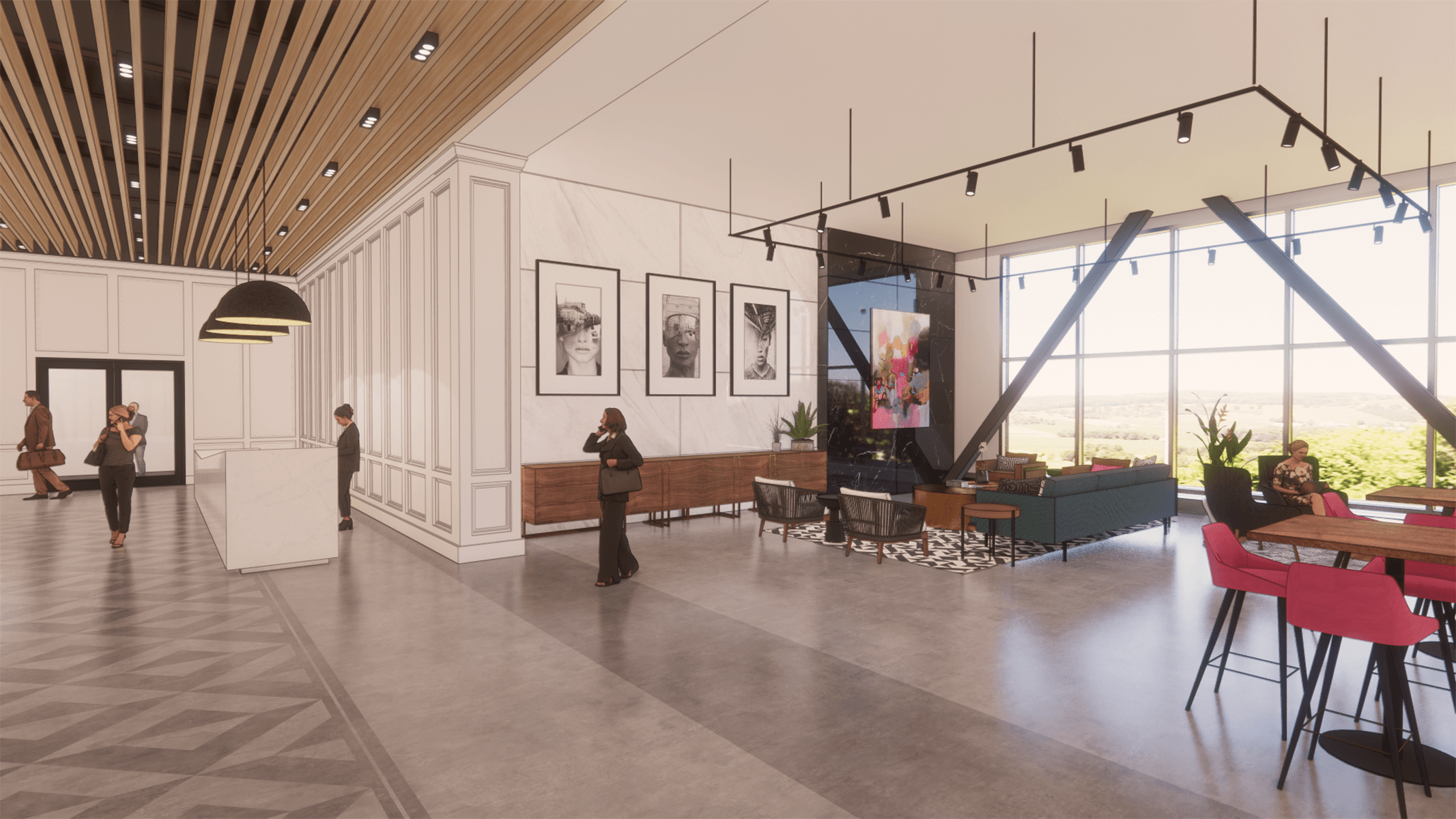 digital rendering of lobby area