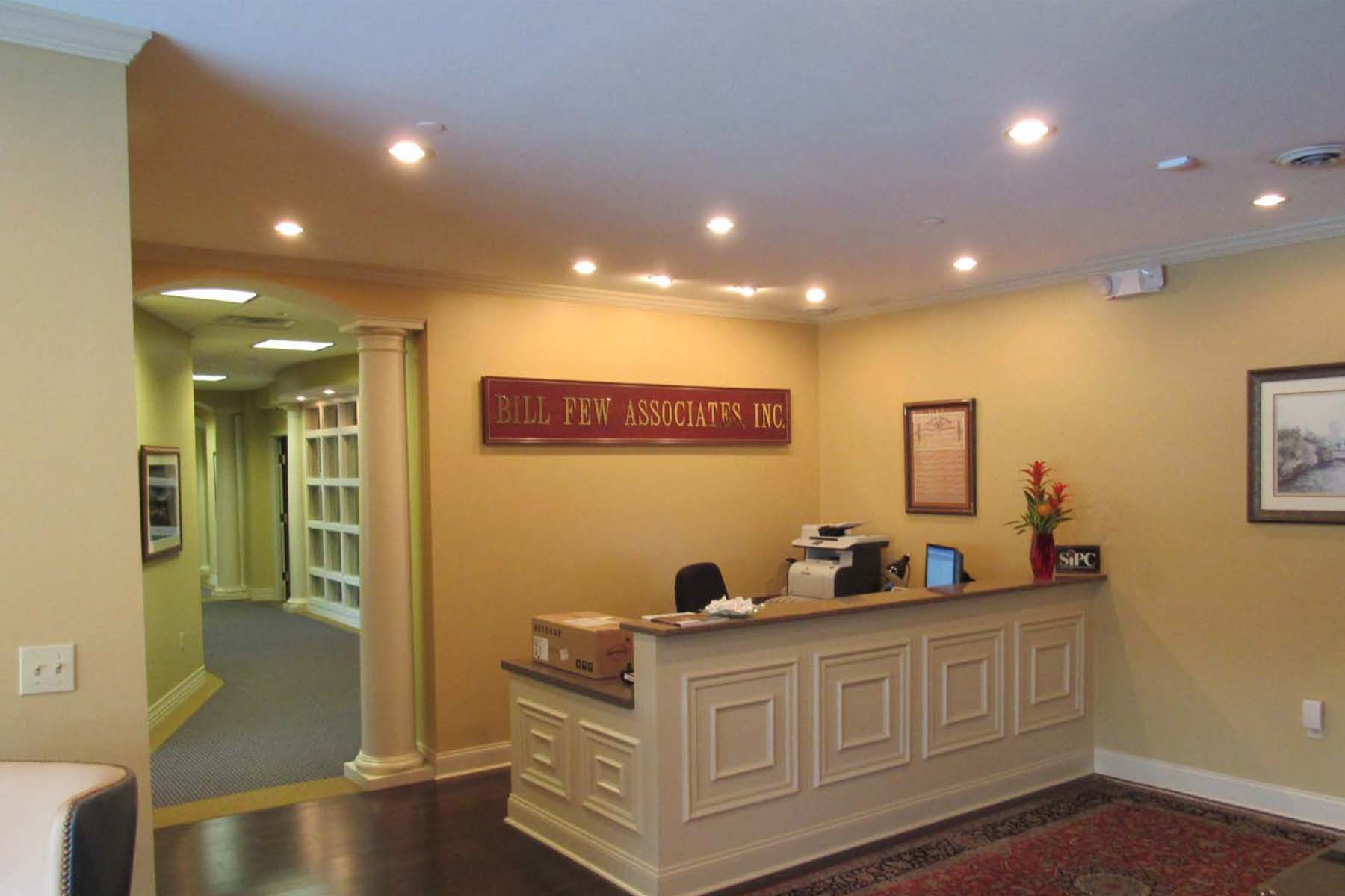 Lobby welcome desk and sign