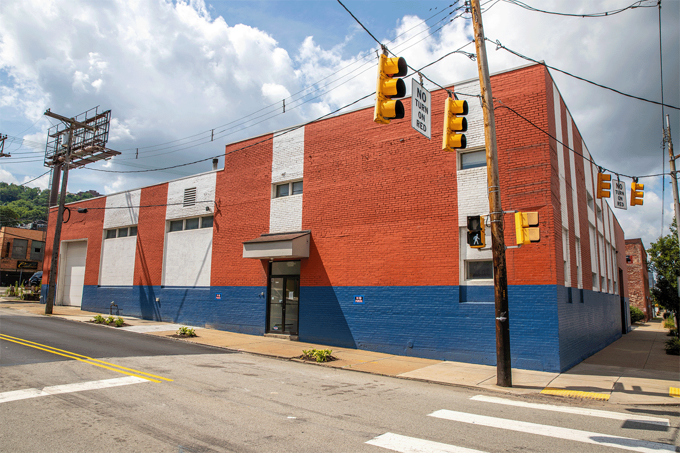 front of corner industrial building