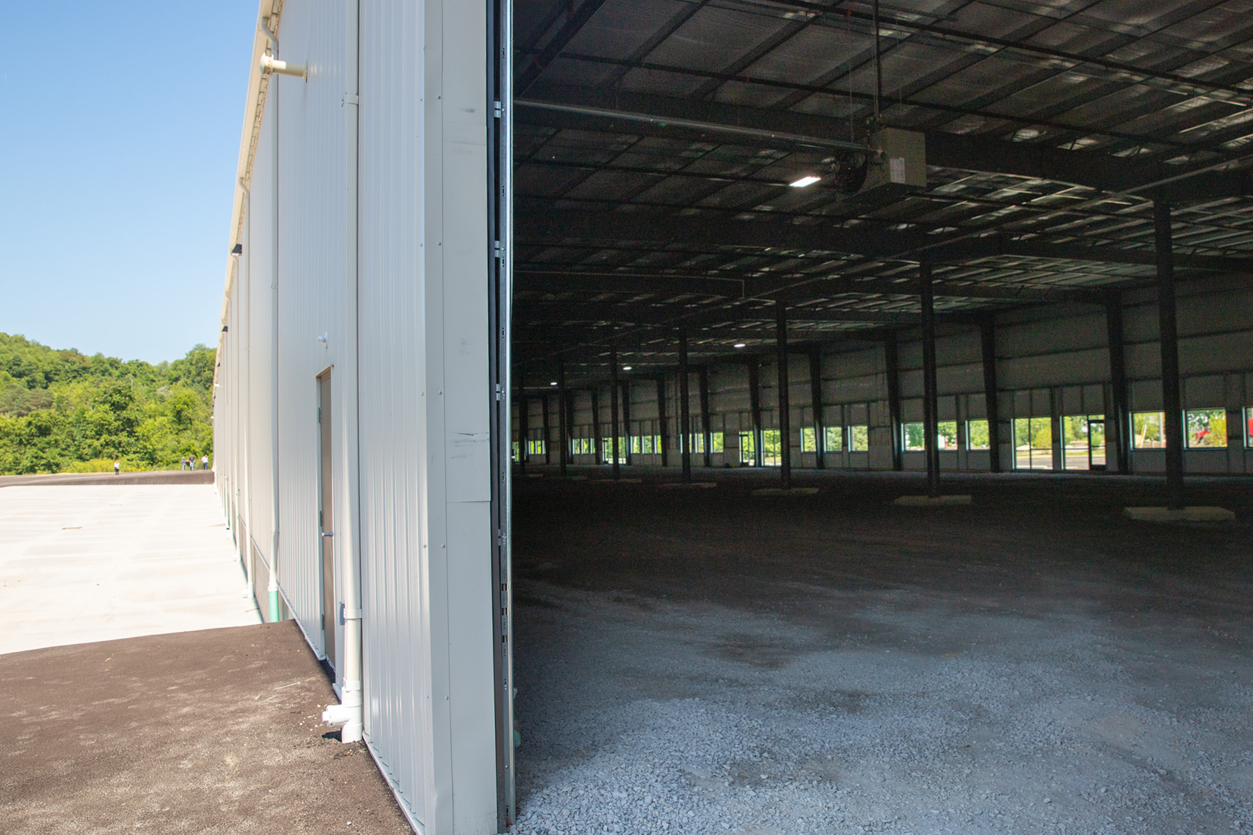 indoor outdoor picture of a warehouse with big loading zone