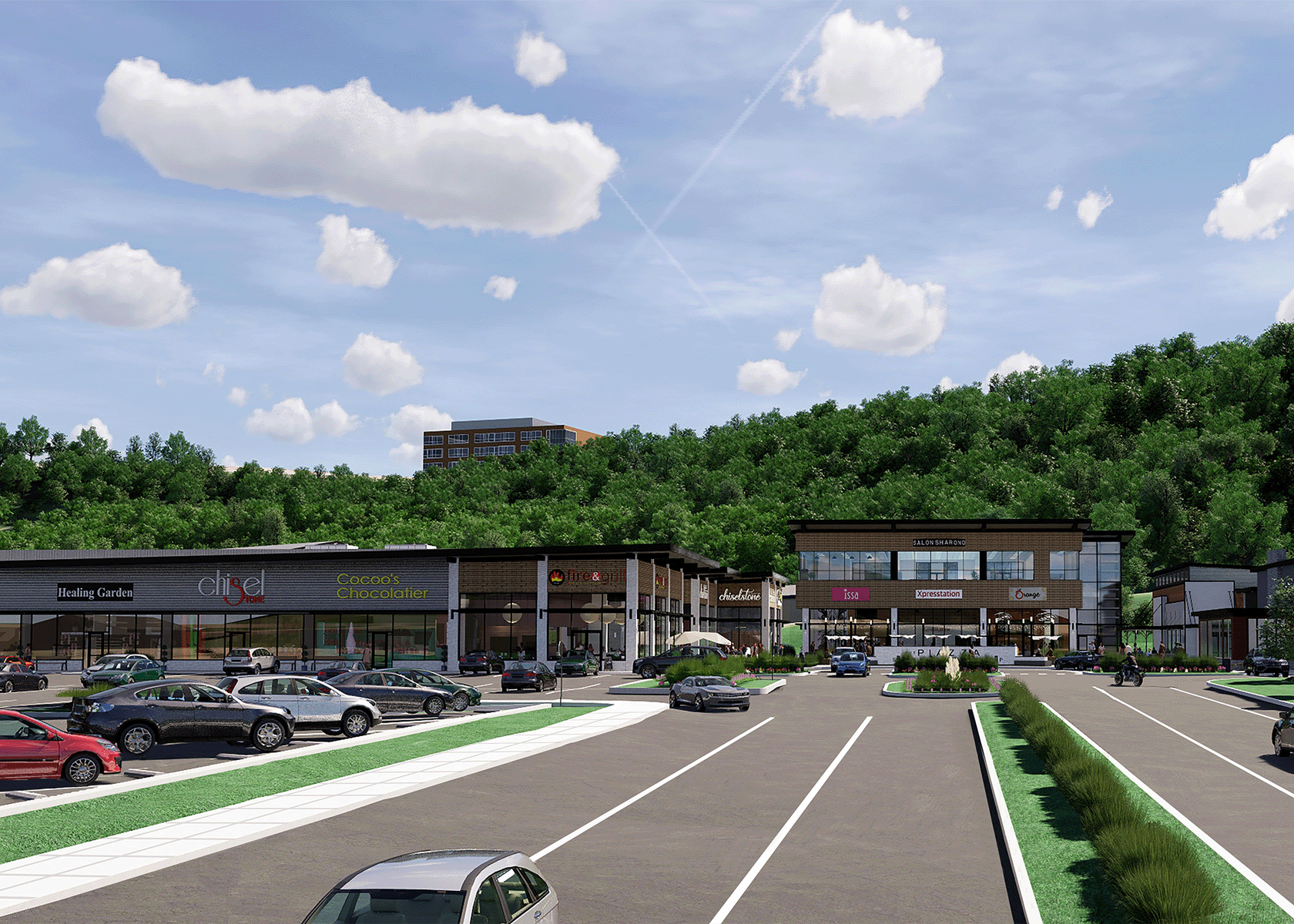 rendering of shopping center entry